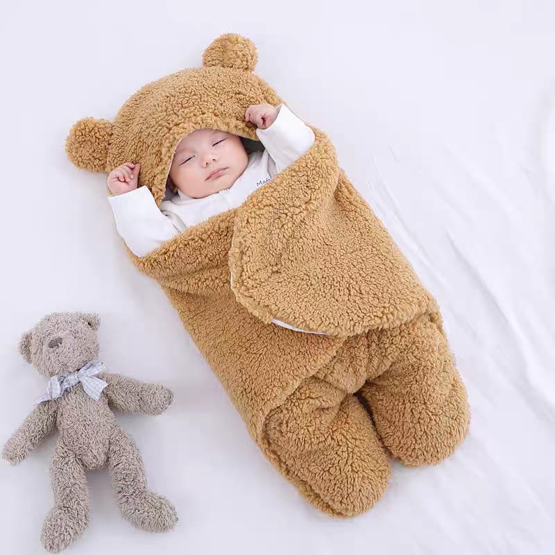 Cozy Bear Hooded Sleeping Bag for Newborns - Soft & Warm