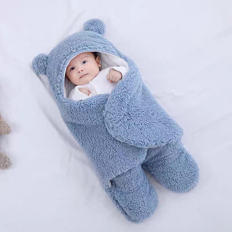 Cozy Bear Hooded Sleeping Bag for Newborns - Soft & Warm