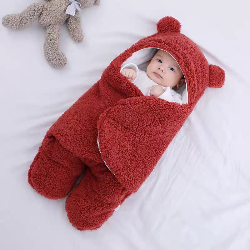 Cozy Bear Hooded Sleeping Bag for Newborns - Soft & Warm