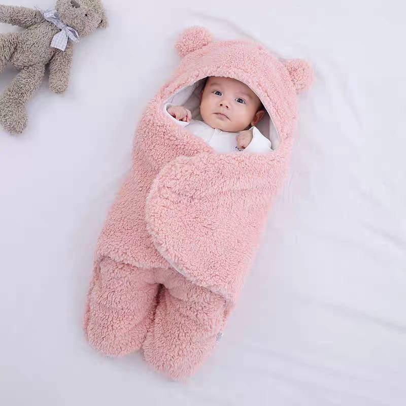 Cozy Bear Hooded Sleeping Bag for Newborns - Soft & Warm