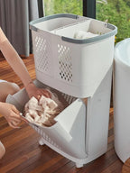 Double Layer Laundry Sorter with Wheels