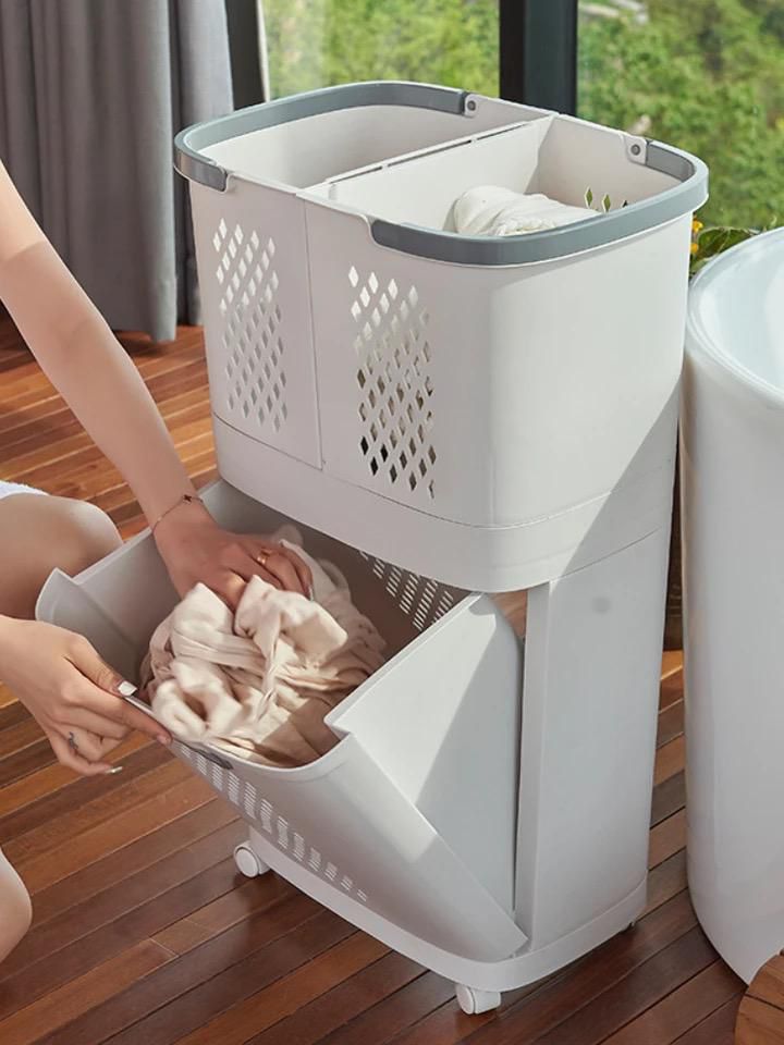 Double Layer Laundry Sorter with Wheels