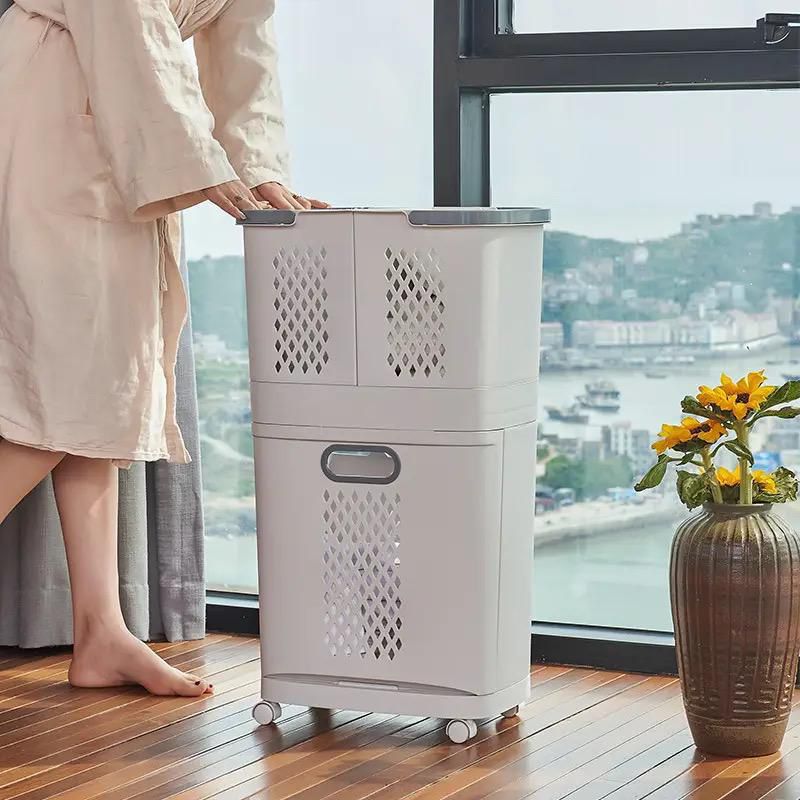 Double Layer Laundry Sorter with Wheels