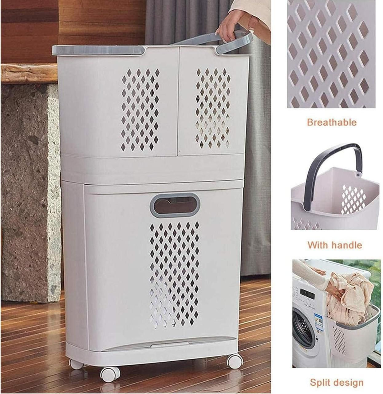 Double Layer Laundry Sorter with Wheels