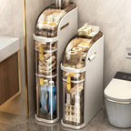 Bathroom Storage Tower with Clear Acrylic Containers and Dispenser
