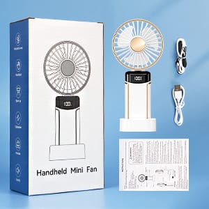Portable Rechargeable Desktop Fan with LED Display