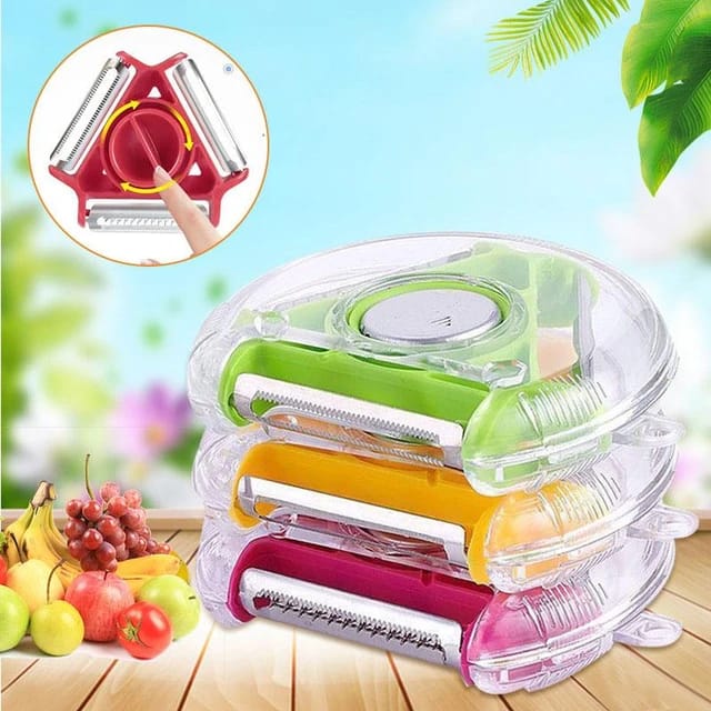 3-in-1 Adjustable Vegetable Slicer, Fruit Cutter, and Julienne Peeler