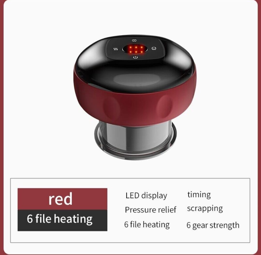 Red 6-File Heating Electric Massager with LED Display