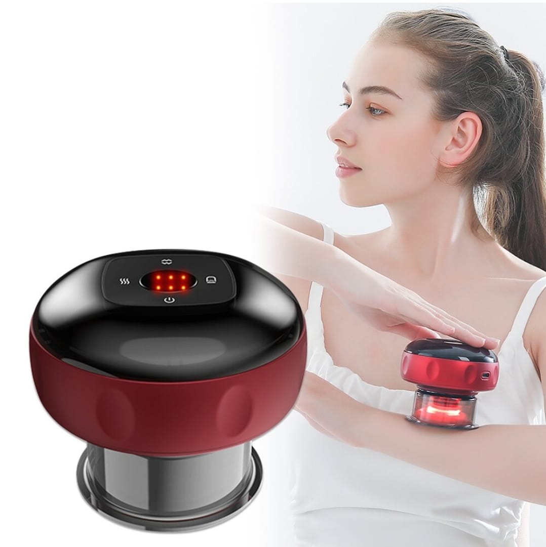 Red 6-File Heating Electric Massager with LED Display