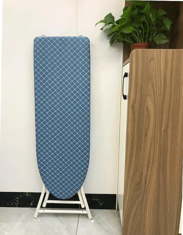 Collapsible Ironing Board with Blue Diamond Pattern Cover