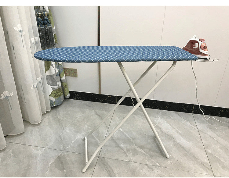 Collapsible Ironing Board with Blue Diamond Pattern Cover