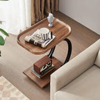 Modern Wooden Side Table with Metal Base
