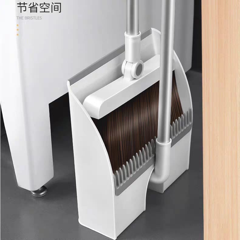 Space-Saving Broom and Dustpan Holder with Adjustable Handle