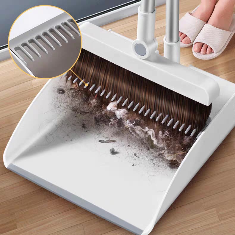 Space-Saving Broom and Dustpan Holder with Adjustable Handle