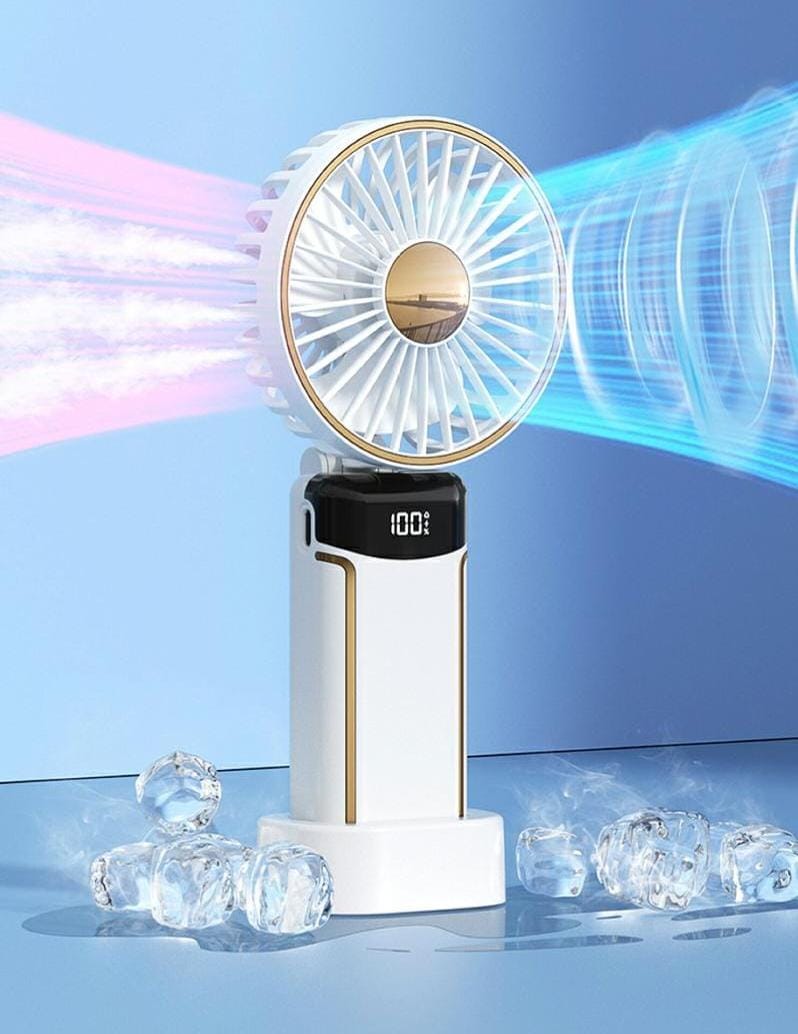 Portable Mini Desktop Fan with Cooling Function - White
