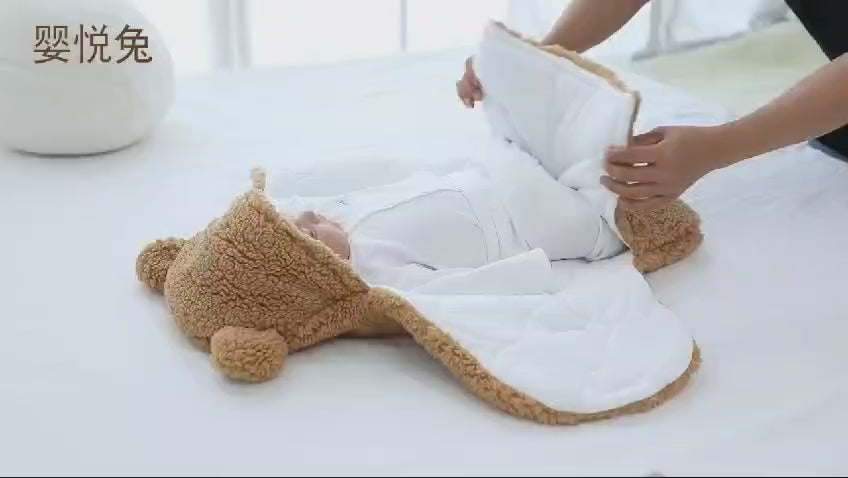 Cozy Bear Hooded Sleeping Bag for Newborns - Soft & Warm